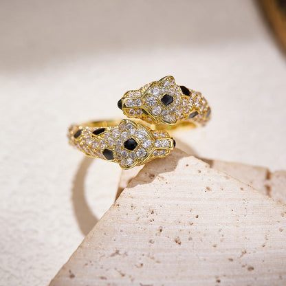 [AURORA]PANTHERE DOUBLE HEADED FULL DIAMOND  RING