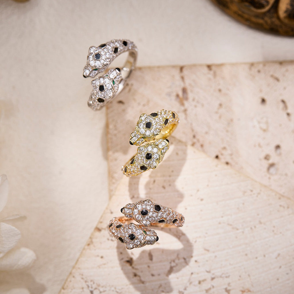 [AURORA]PANTHERE DOUBLE HEADED FULL DIAMOND  RING