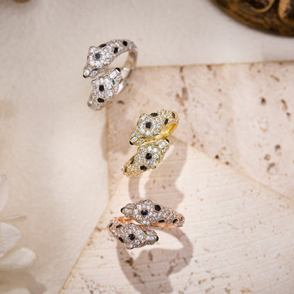 [AURORA]PANTHERE DOUBLE HEADED FULL DIAMOND  RING