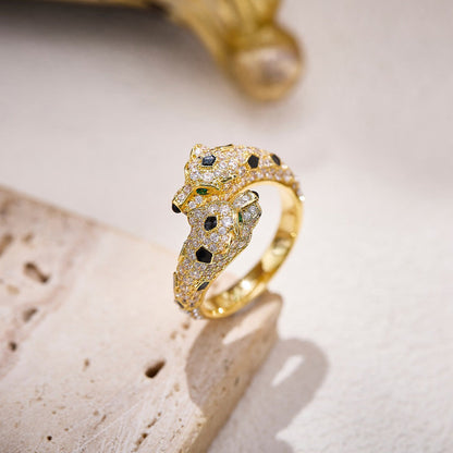 [AURORA]PANTHERE DOUBLE HEADED FULL DIAMOND  RING