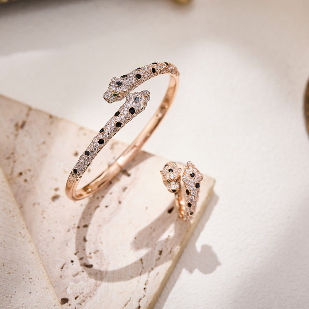 [AURORA]PANTHERE DOUBLE HEADED FULL DIAMOND  RING