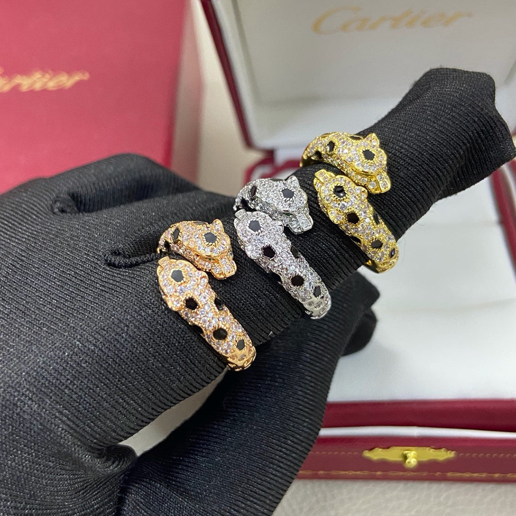 [AURORA]PANTHERE DOUBLE HEADED FULL DIAMOND  RING