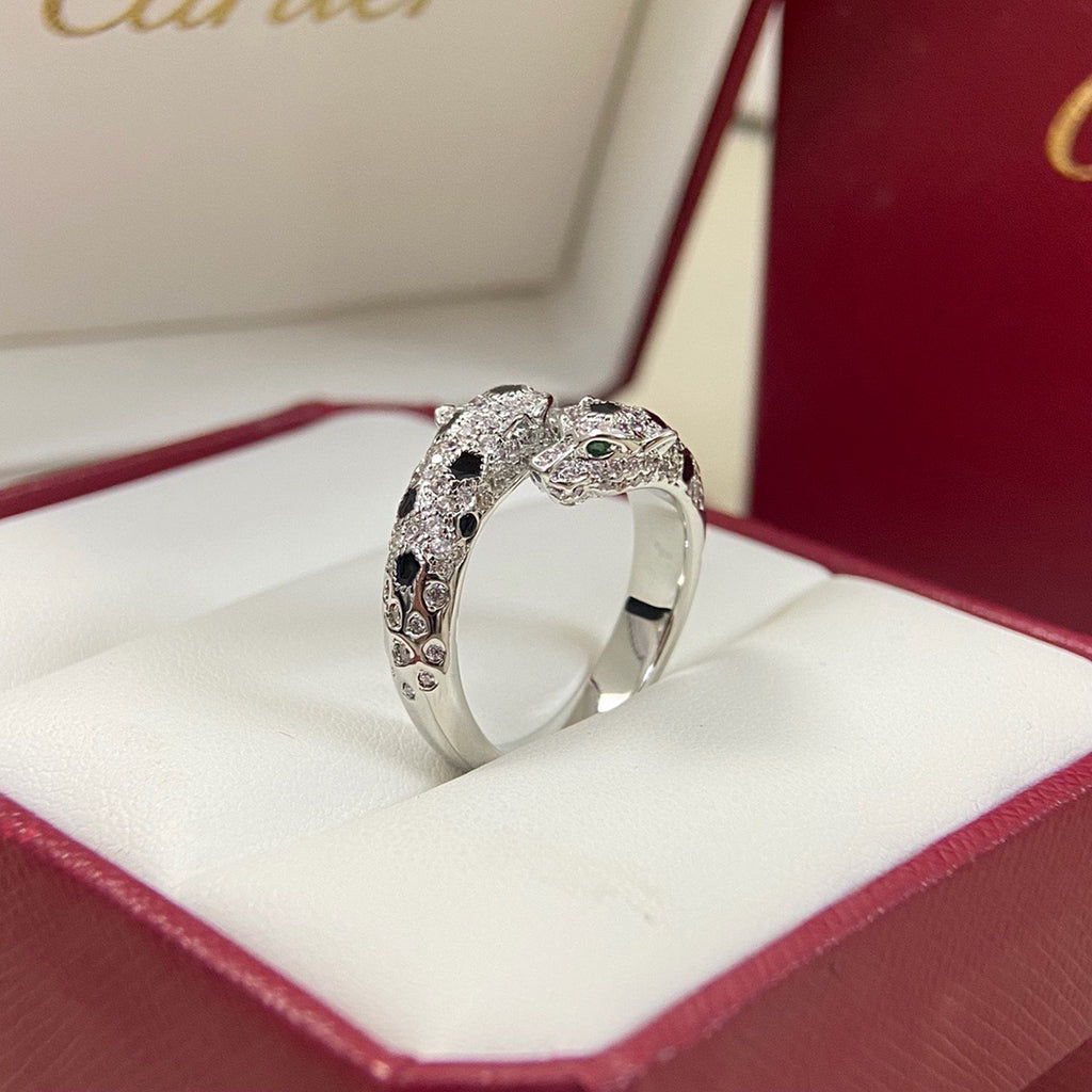 [AURORA]PANTHERE DOUBLE HEADED FULL DIAMOND  RING