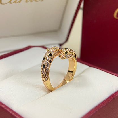 [AURORA]PANTHERE DOUBLE HEADED FULL DIAMOND  RING