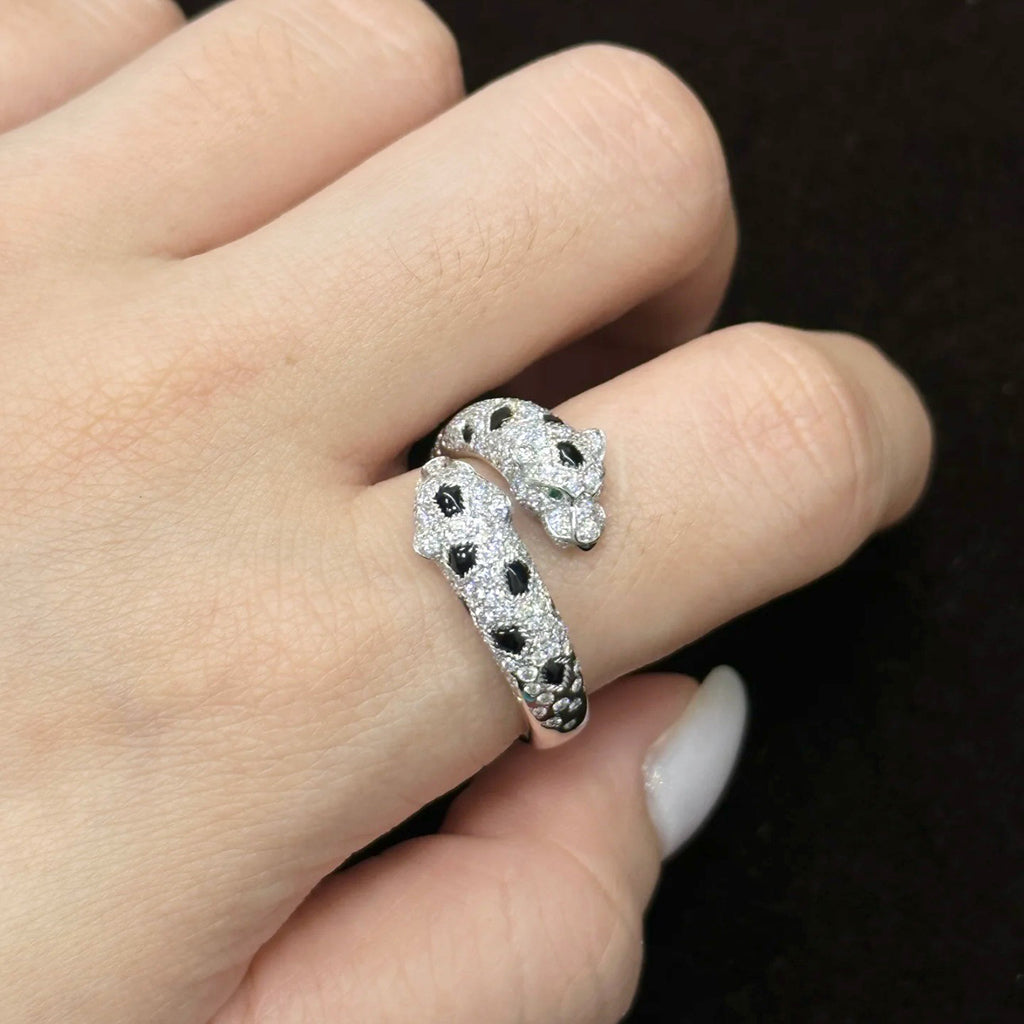 [AURORA]PANTHERE DOUBLE HEADED FULL DIAMOND  RING