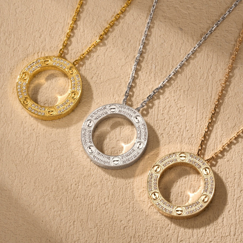 [AURORA]LOVE NECKLACE 16MM  FULL DIAMOND