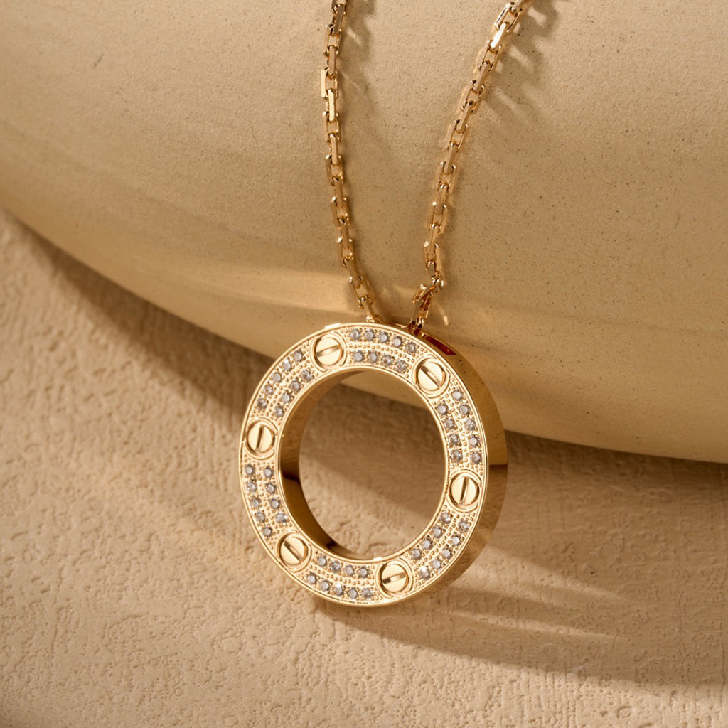 [AURORA]LOVE NECKLACE 16MM  FULL DIAMOND