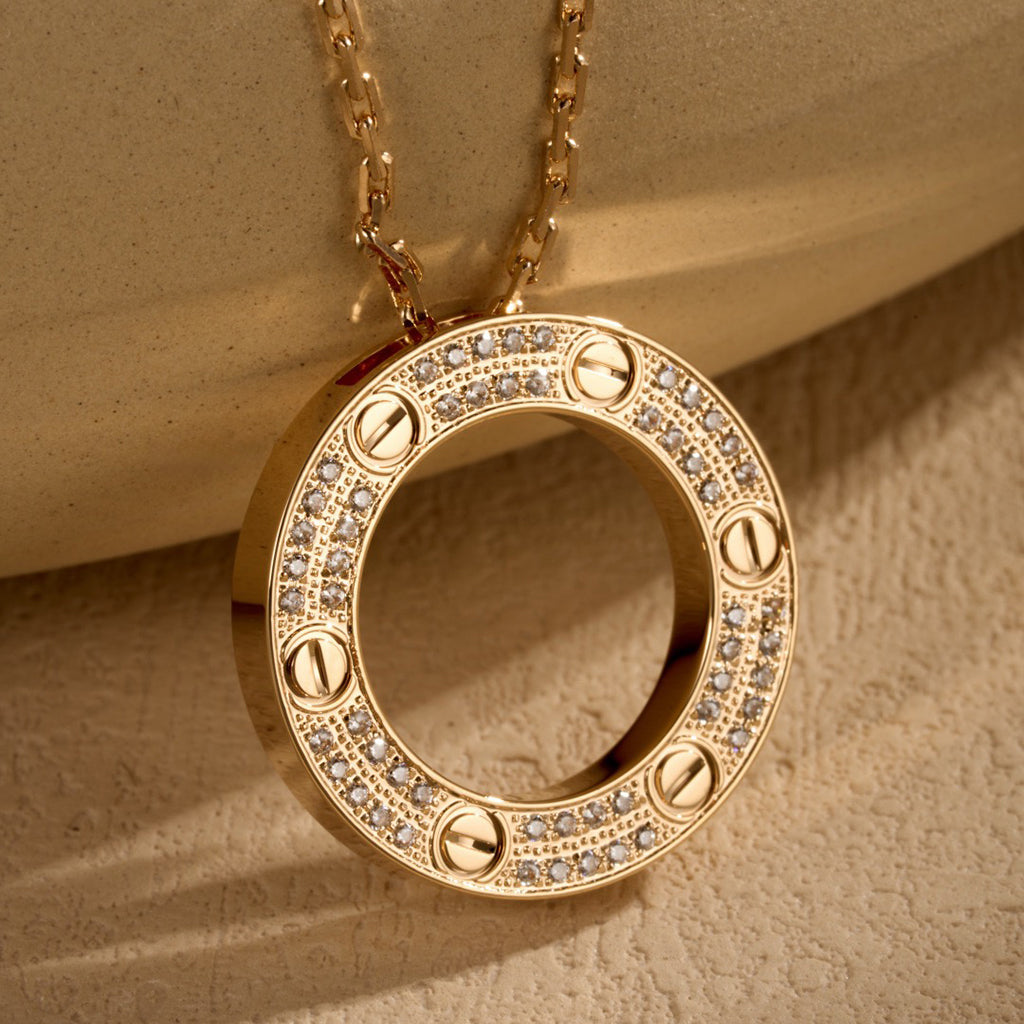 [AURORA]LOVE NECKLACE 16MM  FULL DIAMOND