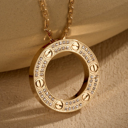 [AURORA]LOVE NECKLACE 16MM  FULL DIAMOND