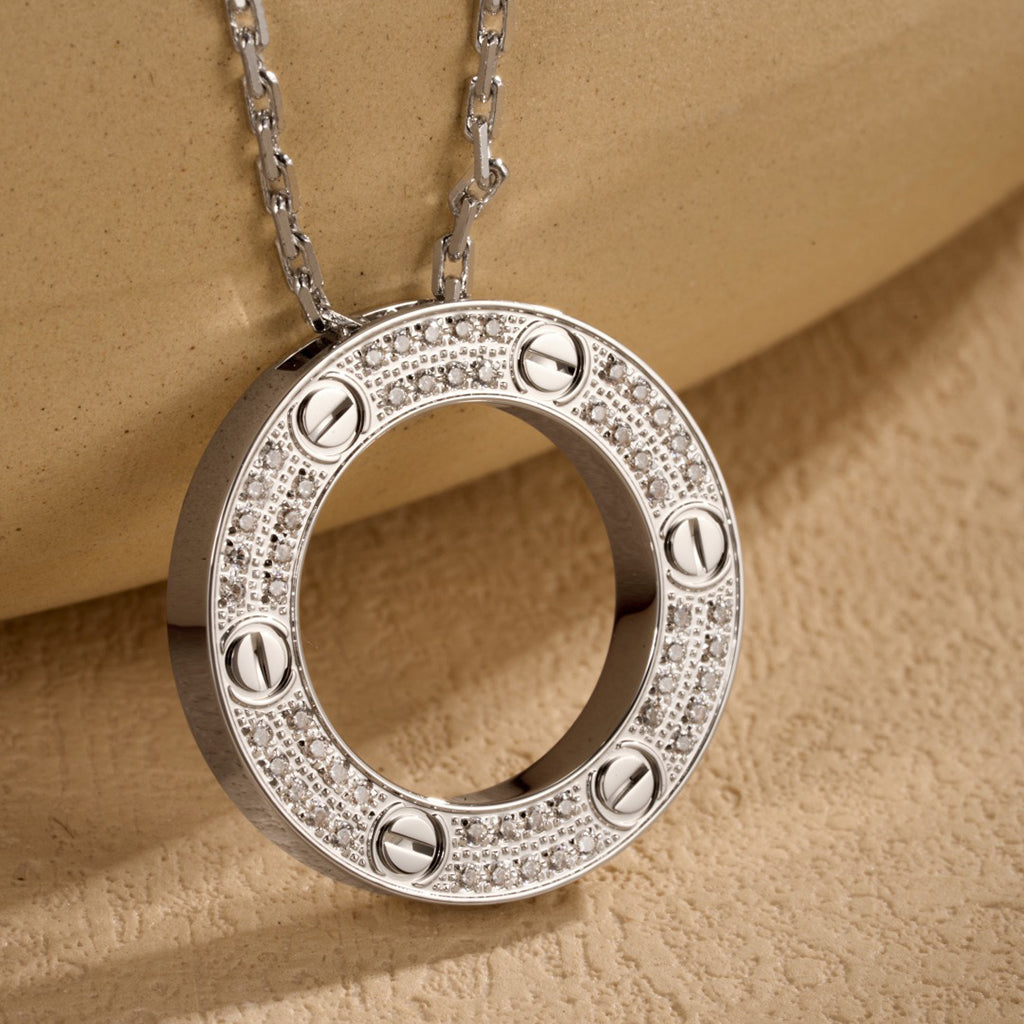 [AURORA]LOVE NECKLACE 16MM  FULL DIAMOND