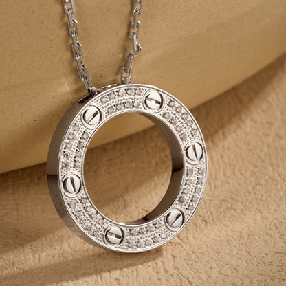 [AURORA]LOVE NECKLACE 16MM  FULL DIAMOND
