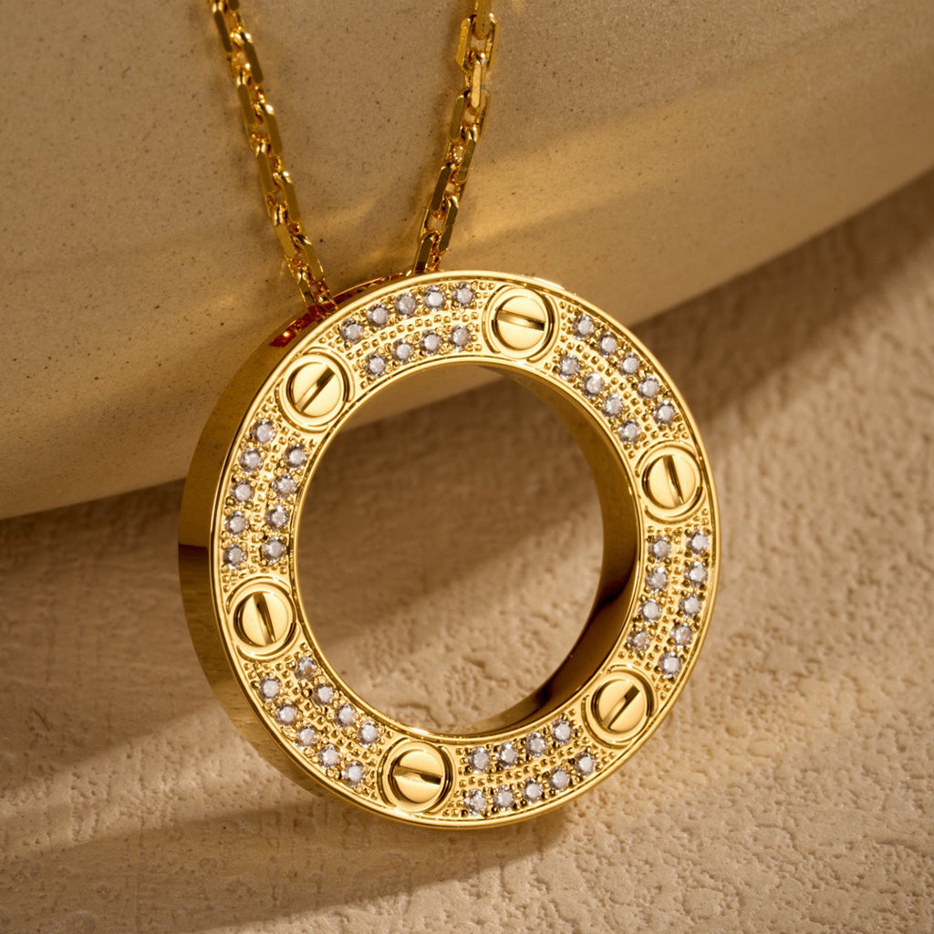 [AURORA]LOVE NECKLACE 16MM  FULL DIAMOND