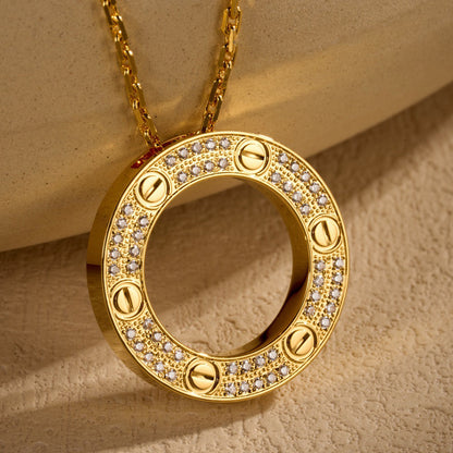 [AURORA]LOVE NECKLACE 16MM  FULL DIAMOND