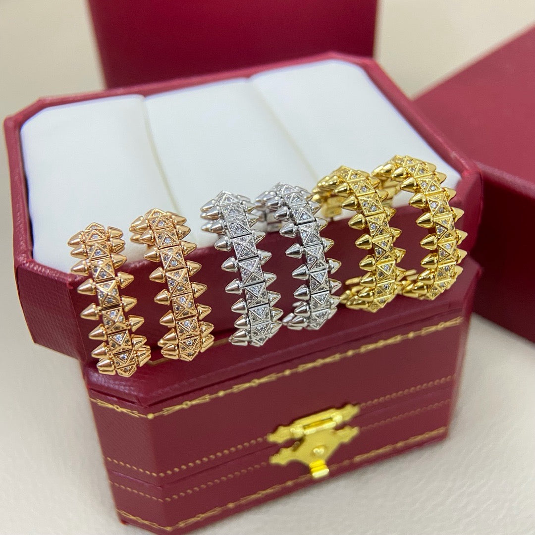 [AURORA]CLASH 6.4MM FULL DIAMOND SMALL EARRINGS