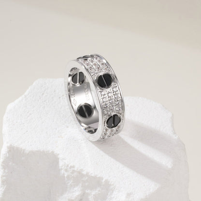 [AURORA]LOVE RING 5.5MM DIAMONDS PAVED CERAMIC