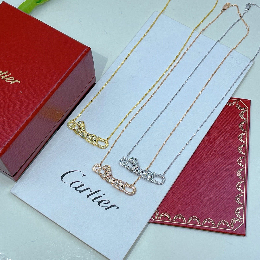 [AURORA]PANTHERE PAVED DIAMOND NECKLACE