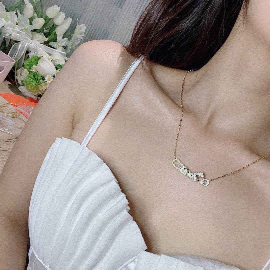 [AURORA]PANTHERE PAVED DIAMOND NECKLACE