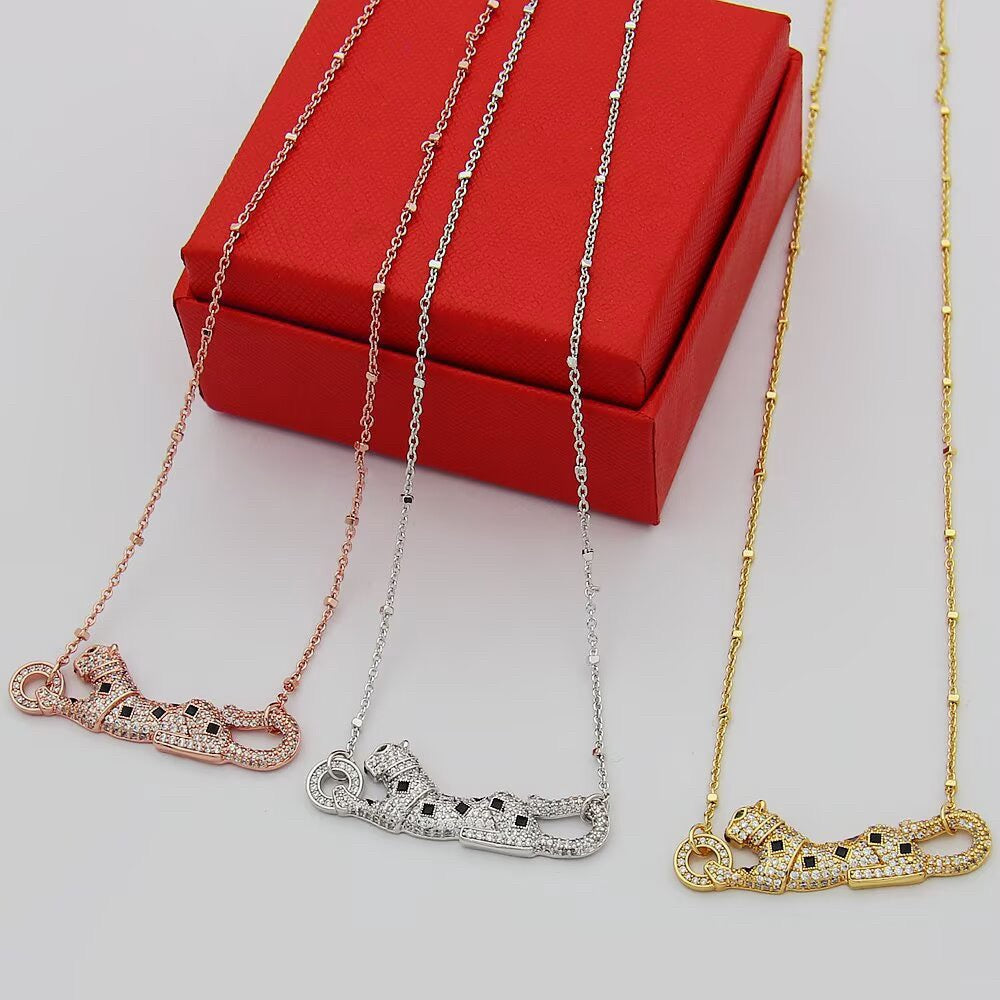 [AURORA]PANTHERE PAVED DIAMOND NECKLACE