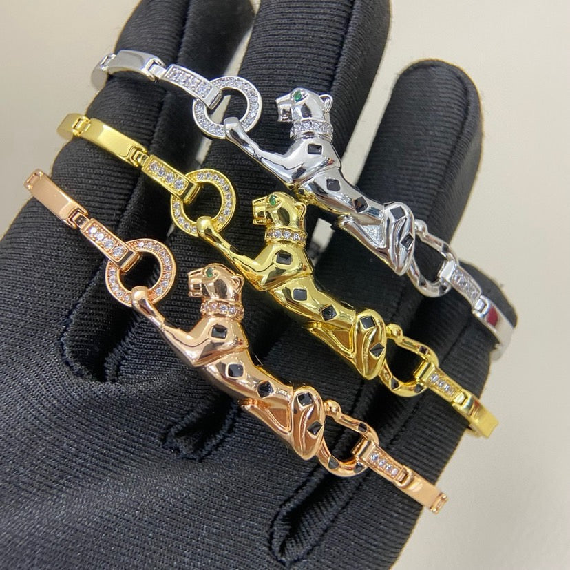 [AURORA]PANTHERE HALF DIAMOND ON CHAIN BRACELET