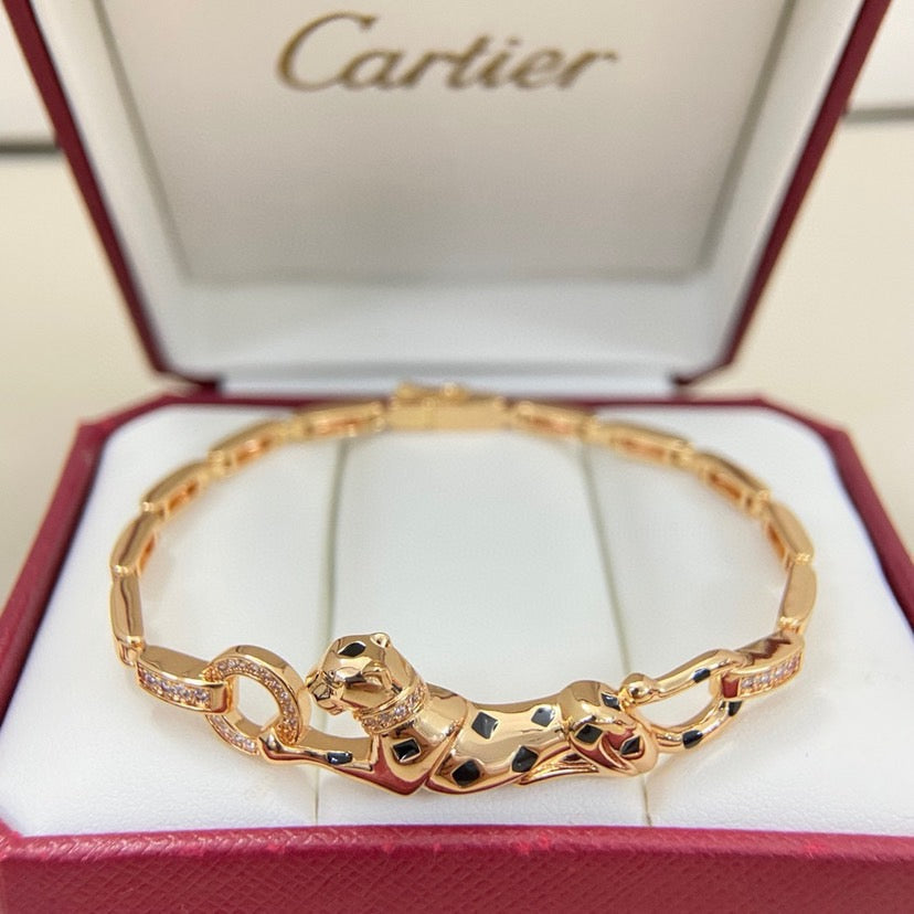 [AURORA]PANTHERE HALF DIAMOND ON CHAIN BRACELET