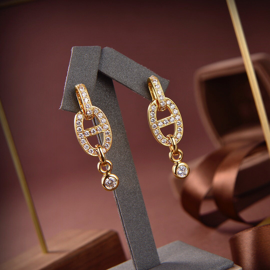 [Aurora]HM CHAINE DIAMOND EARRINGS