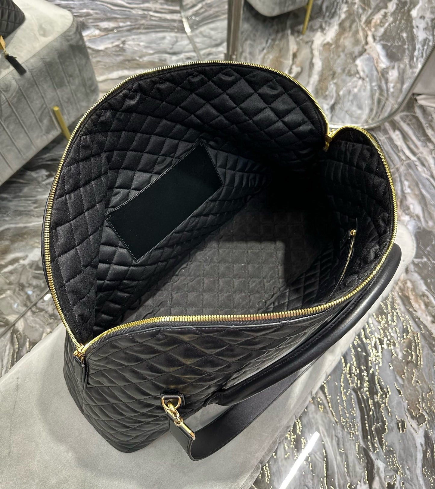 ES GIANT 56 BLACK COWHIDE LEATHER TRAVEL BAG