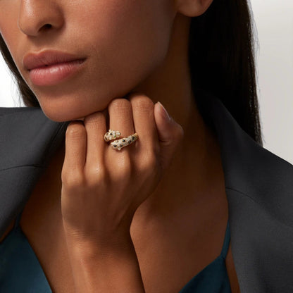 [AURORA]PANTHERE DOUBLE HEADED FULL DIAMOND  RING