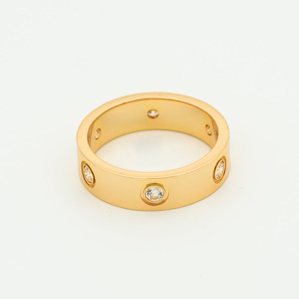 [AURORA] LIEBESRING 5,5 MM 6 DIAMANTEN ROTGOLD