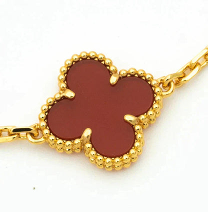 [Aurora]CLOVER  5 MOTIFS CARNELIAN GOLD BRACELET