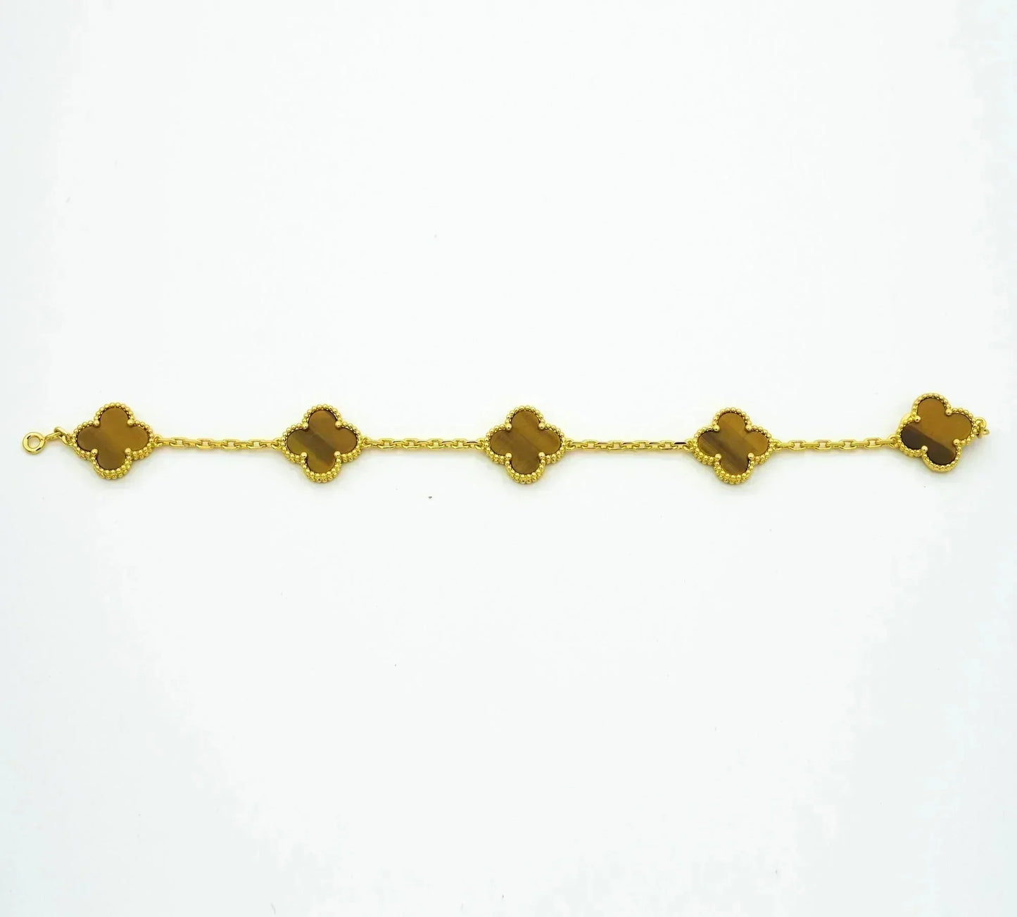 [Aurora]CLOVER  5 MOTIFS TIGER EYE BRACELET
