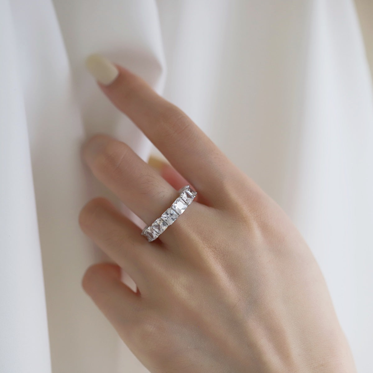 [Aurora]Elegant Princess Cut Tennis Ring