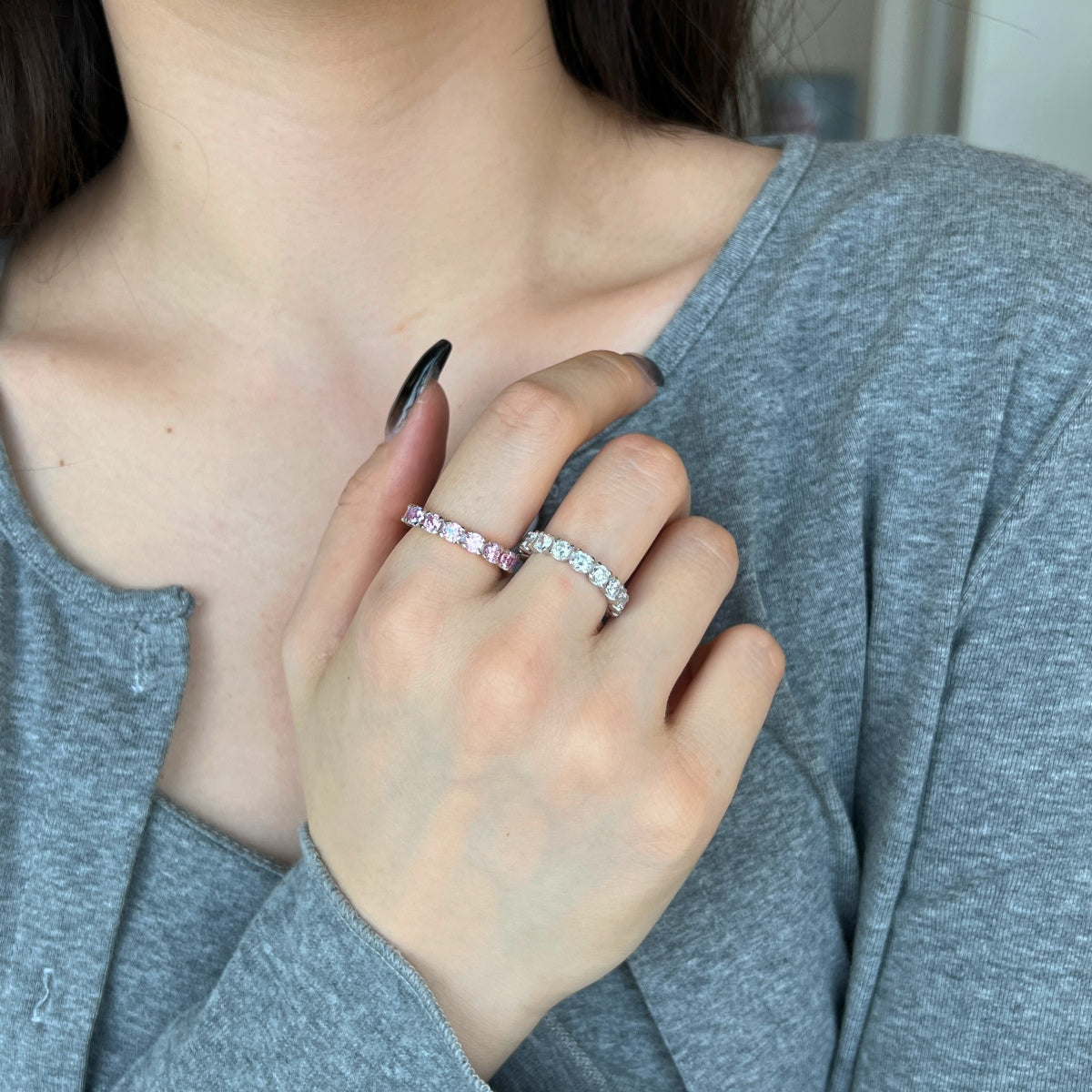 [Aurora]Eternity Round Cut Tennis Ring