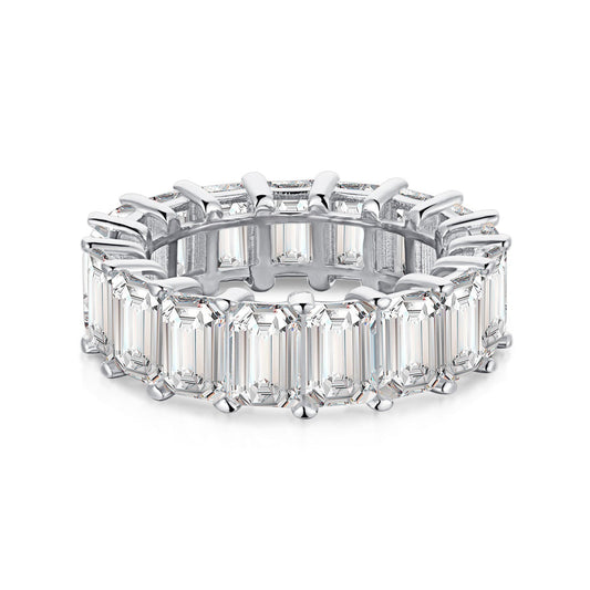 [Aurora]0.75 Carat Elegant Emerald Cut Tennis Ring