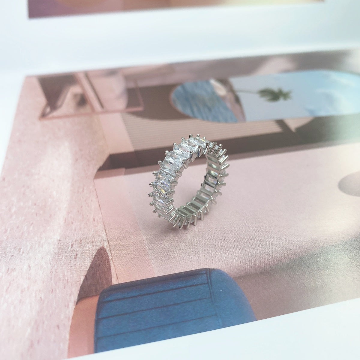 [Aurora]Unique Colorful Radiant Cut RIng