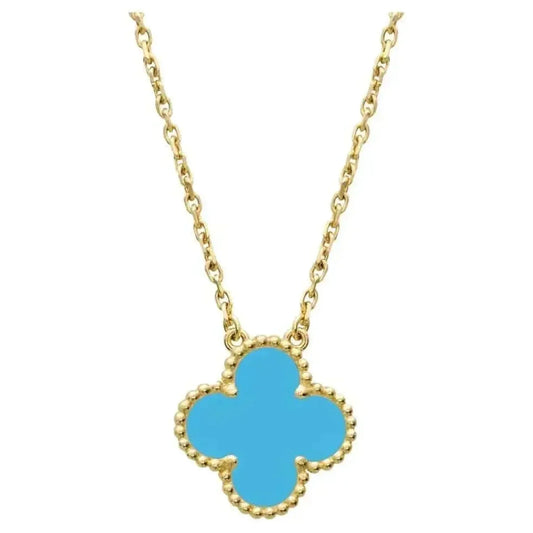 [Aurora]CLOVER 15MM VINTAGE TURQUOISE NECKLACE