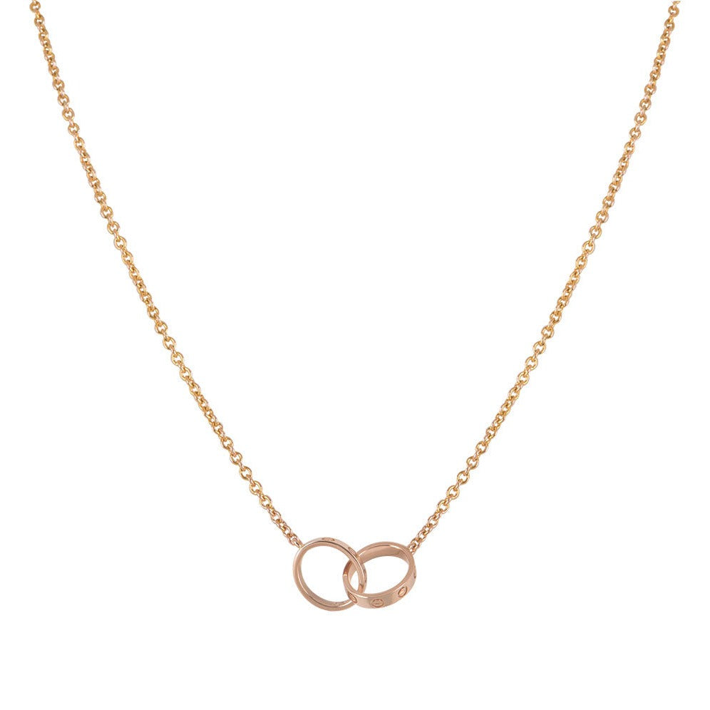 [Aurora]LOVE NECKLACE DOUBLE RING PINK GOLD