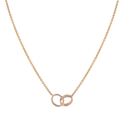 [Aurora]LOVE NECKLACE DOUBLE RING PINK GOLD