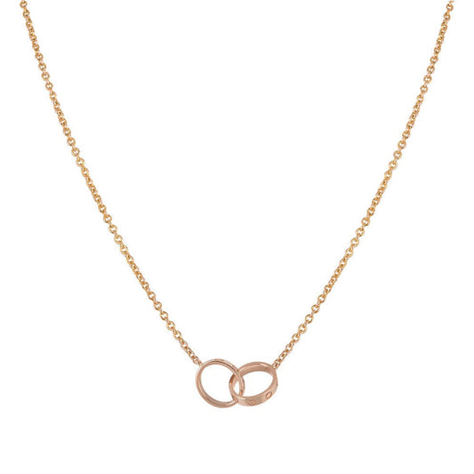[Aurora]LOVE NECKLACE DOUBLE RING PINK GOLD