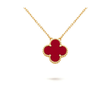 [Aurora]CLOVER 15MM CARNELIAN SINGLE FLOWER NECKLACE
