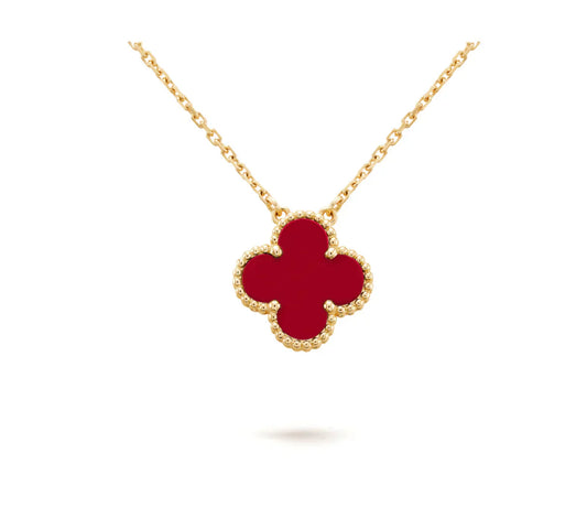 [Aurora]CLOVER 15MM CARNELIAN SINGLE FLOWER NECKLACE