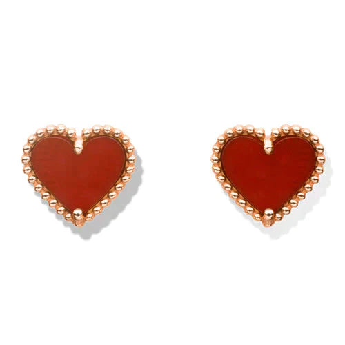 [Aurora]HEART CARNELIAN STUD EARRINGS