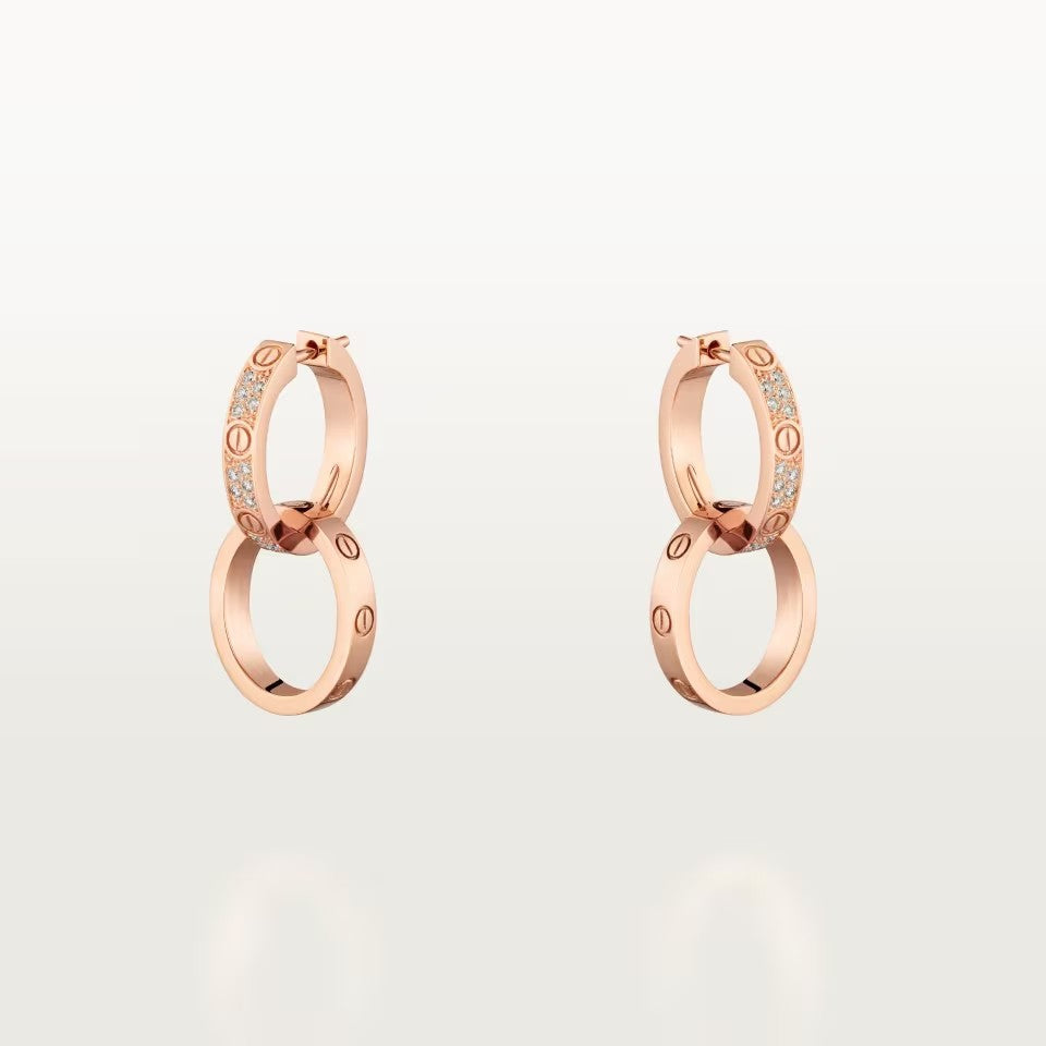 [AURORA]LOVE 3.3MM DANGLE HALF DIAMOND EARRINGS