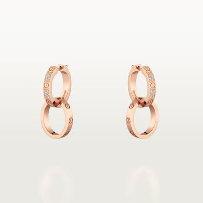 [AURORA]LOVE 3.3MM DANGLE HALF DIAMOND EARRINGS