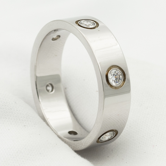 [AURORA]LIEBESRING 5,5 MM 6 DIAMANTEN SILBER