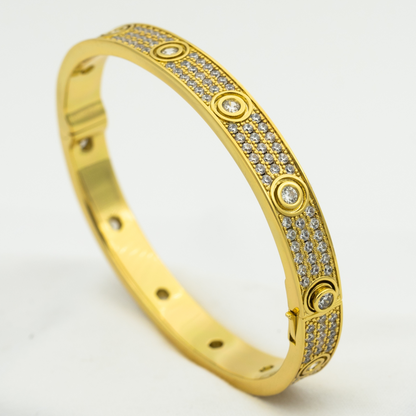[AURORA] LIEBESARMBAND 6,1 MM DIAMANTENBESAMT MIT 10 GROSSEN DIAMANTEN