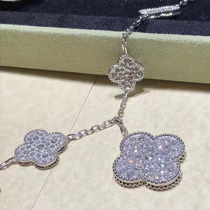 [Aurora]CLOVER 6 MOTIFS SILVER DIAMOND BRACELET