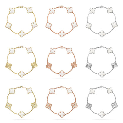 [AURORA]CLOVER WHITE PEARL MOP 5 MOTIF BRACELET COLLECTION