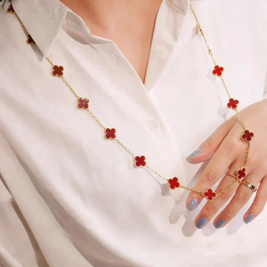 [Aurora]CLOVER 20 MOTIFS CARNELIAN NECKLACE