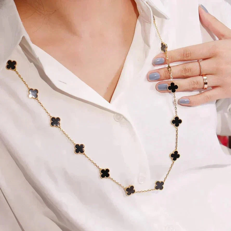 [Aurora]CLOVER 20 MOTIFS ONYX NECKLACE