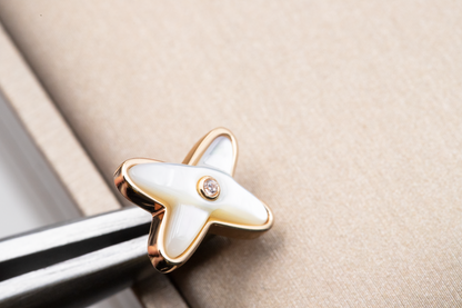 [Aurora]JEUX DE WHITE MOP ROSE GOLD DIAMOND EARRINGS